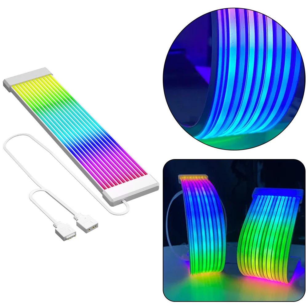 Câble de carte mère ARGB 5V 3 broches, Extensions de câble PSU RGB 8 broches 24 broches, bande lumineuse LED Flexible, Kit de bricolage pour alimentation d'ordinateur