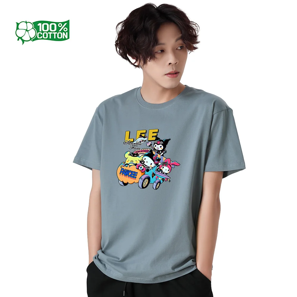 

Футболка унисекс с графическим принтом Куроми, плотный хлопок 180 г/м², 26S, 100% премиум-хлопок, дизайн Sanrio, круглый вырез, верхняя одежда