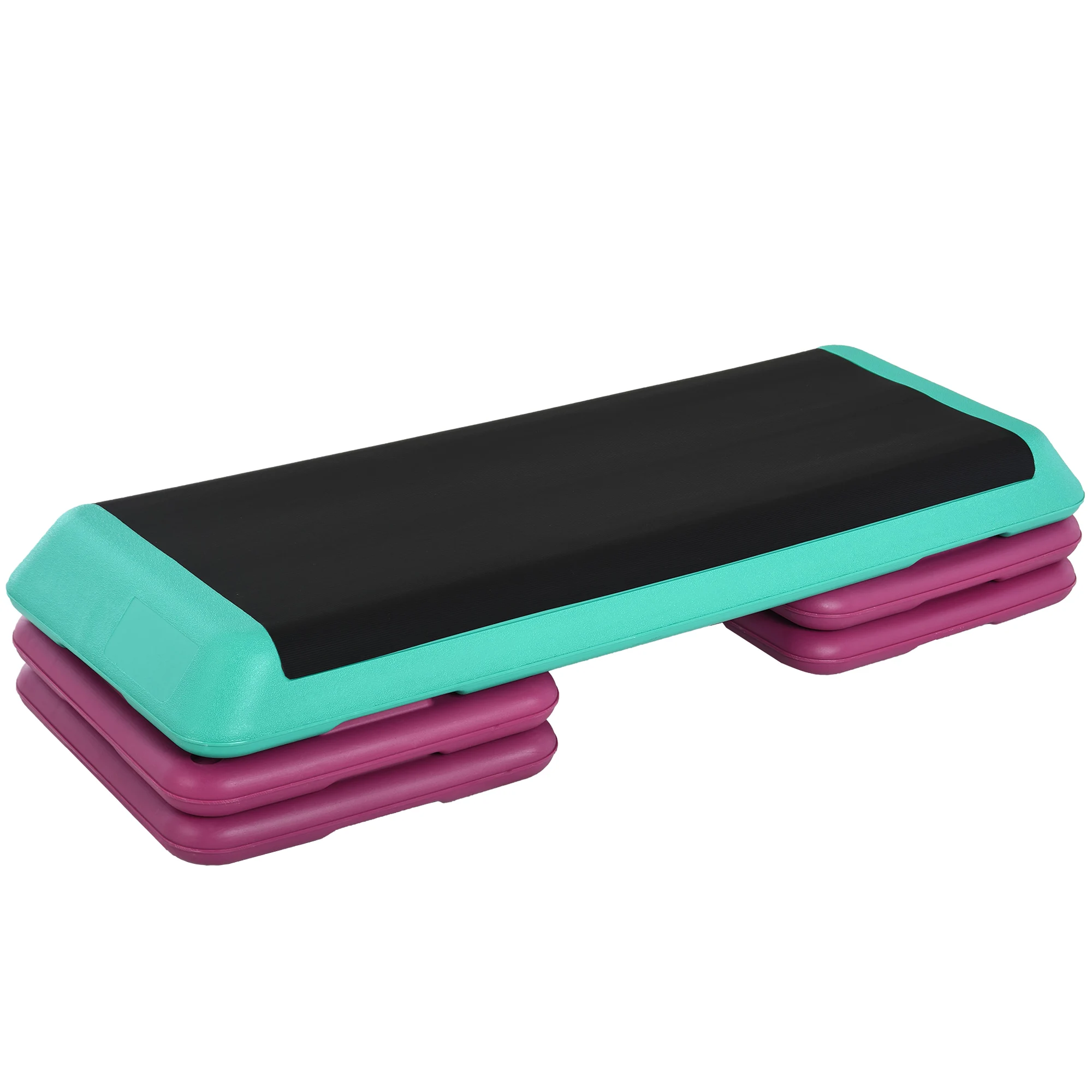 Homcom Passo Aerobico per Fitness Antiscivolo Altezza Regolabile 3 Livelli 110X40X20 cm Multicolor