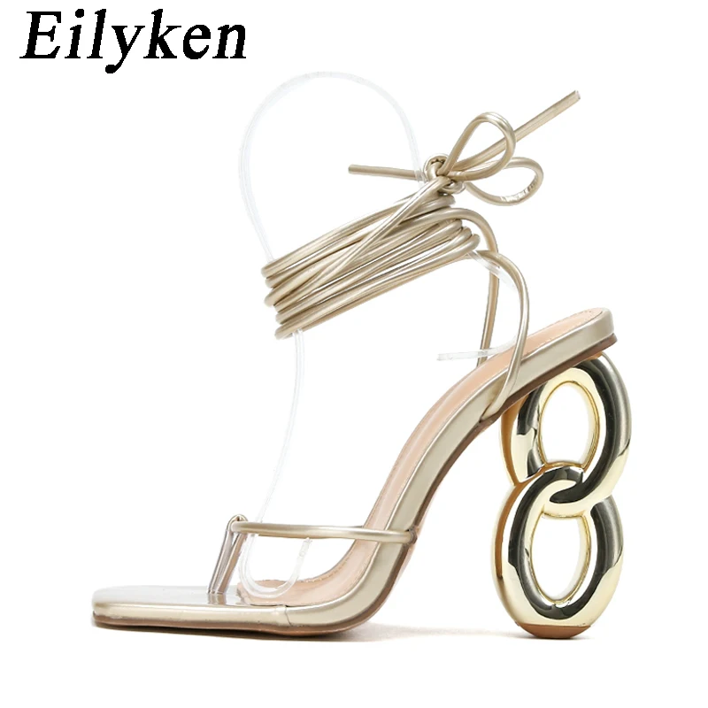 Eilyken Sexy sandali con cinturino incrociato alla caviglia donna banchetto estivo moda Open Toe Club Stripper Design tacchi da lavoro scarpe da