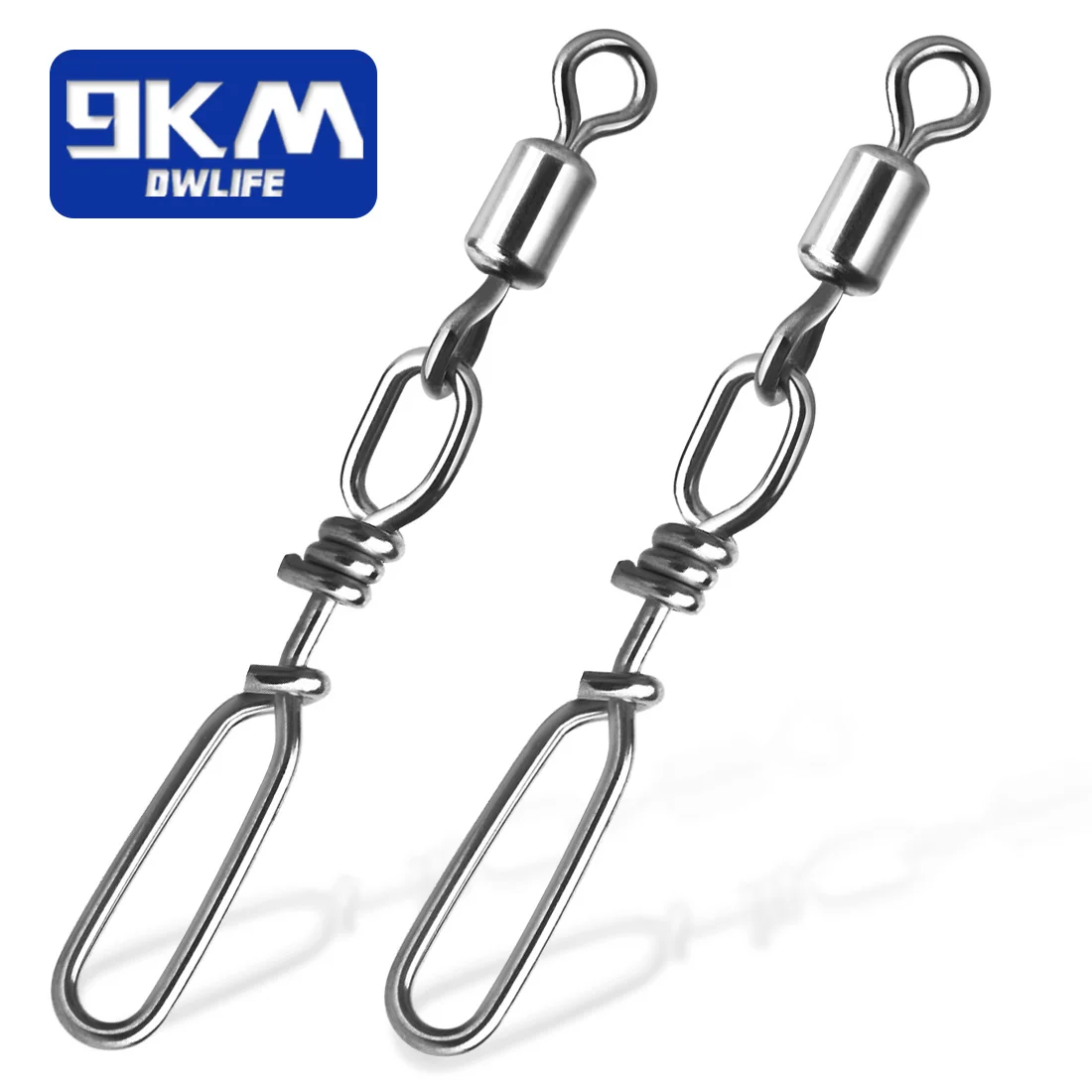 9KM 25~100Pcs Fishing Swivels Snap Fishing Barrel Rolling Swivels High Strength Clip Lure Connector Stainless