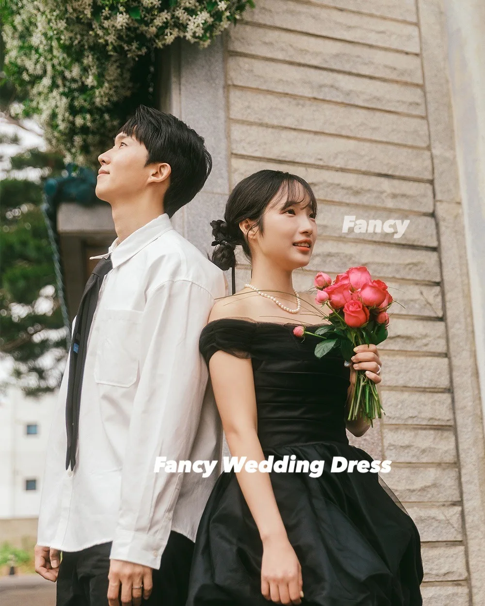 Fancy Simple Off Shoulder Wedding Dress Korea Photo Shoot Mini Short Taffeta Bridal Gown Back Corset Customized