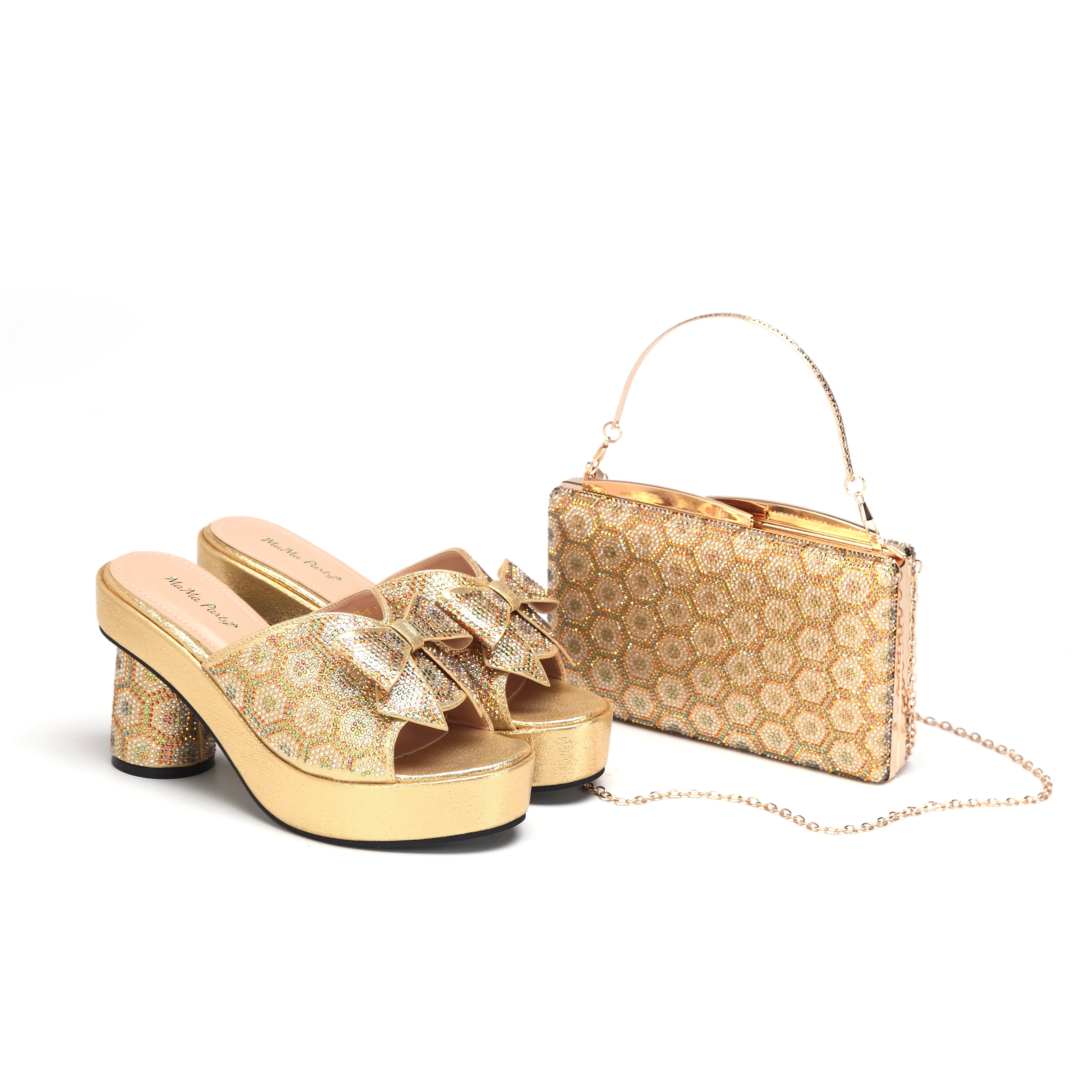 

Doershow nice African Shoes And Bag Matching Set With gold Hot Selling Women Italian Shoes And Bag Set For Party HAE1-15