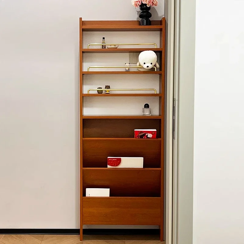 Medieval niche aisle thin and narrow cabinet against the wall solid wood storage bookshelf sofa crack