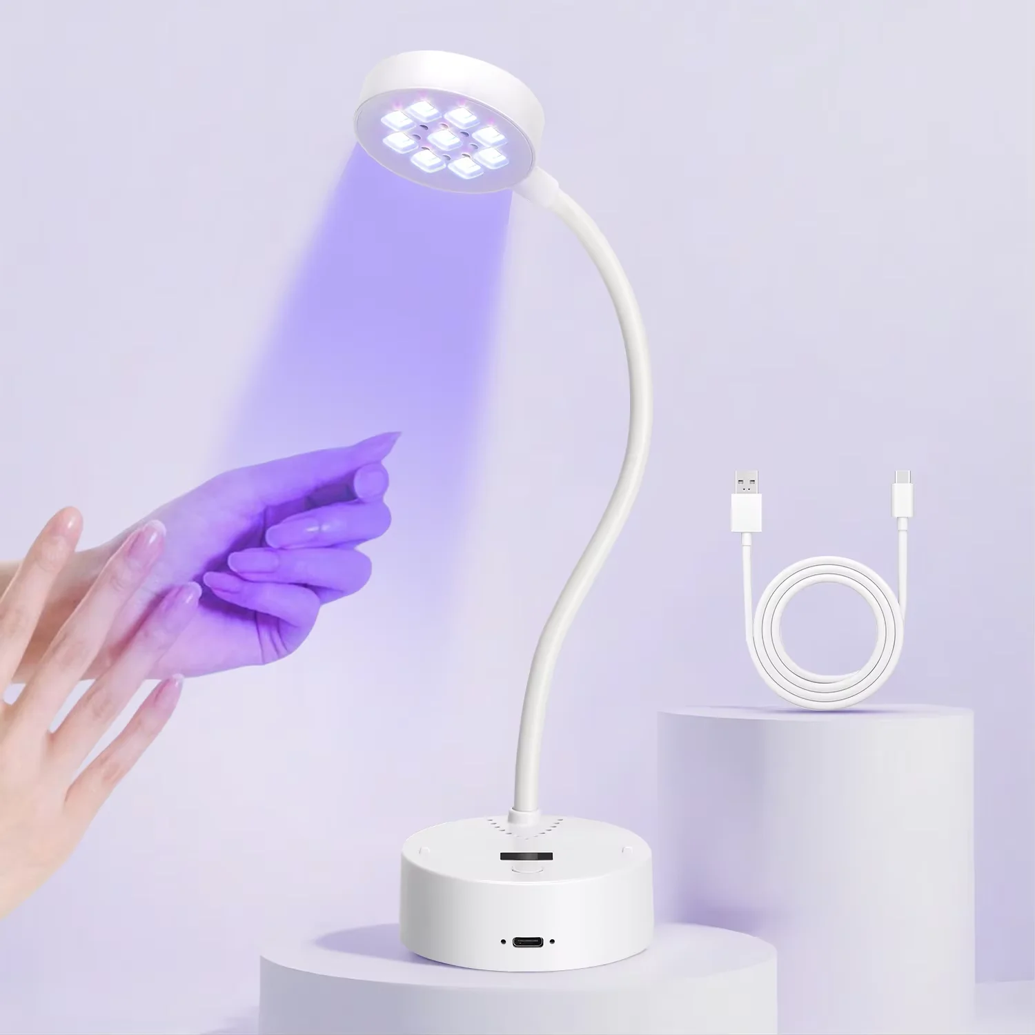 YIKOOLIN Oplaadbare UV/LED-nageldroger 360° °   Buigbare Touch Control Gel Nagellamp Sneldrogende tafellamp voor Nail Art