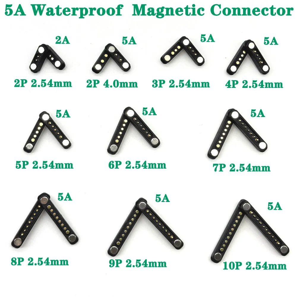 

1sets 5A 2Pin 3 4 5 6 7 8 9 10Pin Pogopin Male Female DC Magnetic Pogo Pin Connector spacing 2.5mm Spring Loaded DC Power Socket