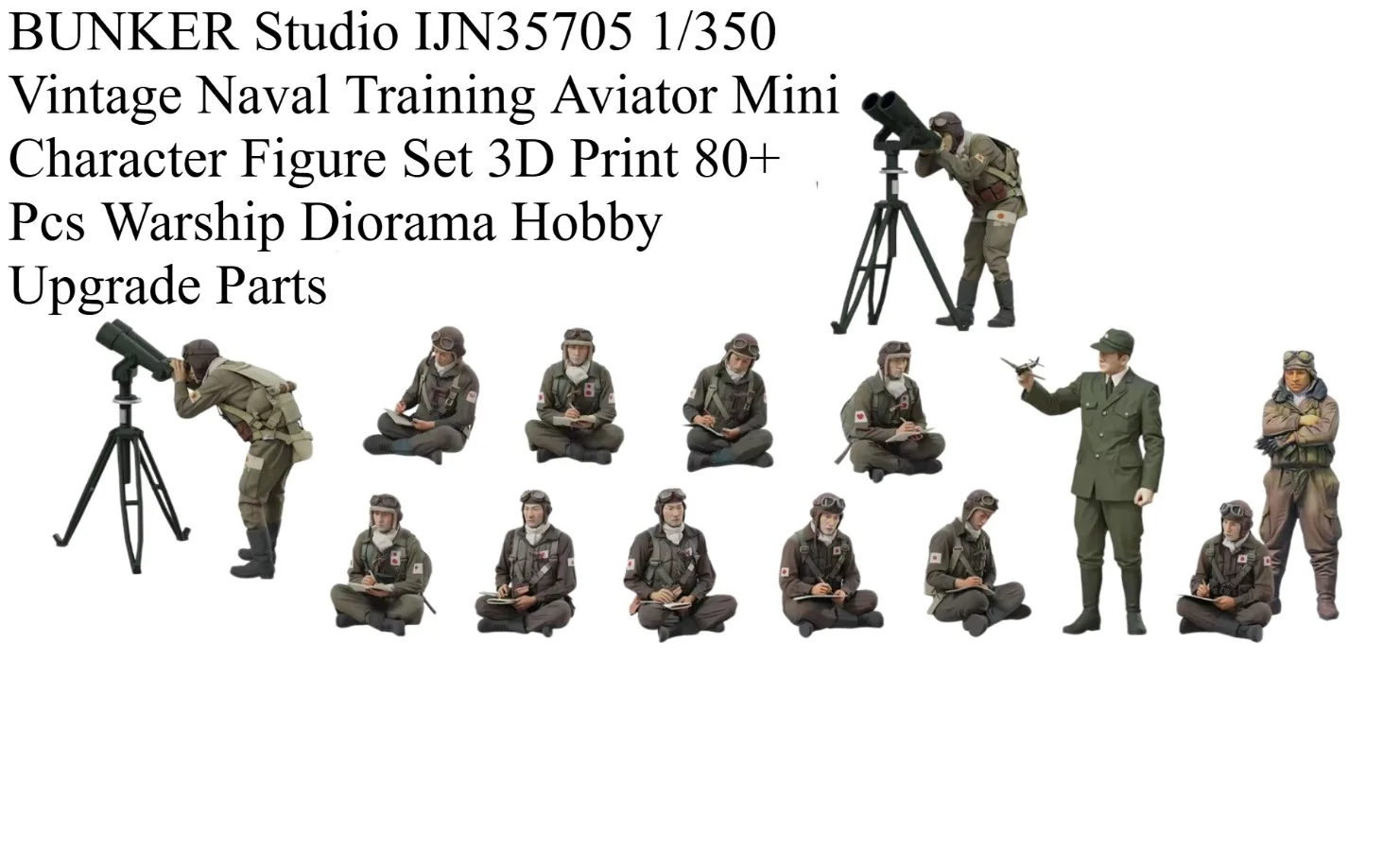 1/350 Vintage Naval Training Aviator Mini Character Figure Set 3D Print 80+ Pcs Warship Diorama Hobby Upgrade Parts