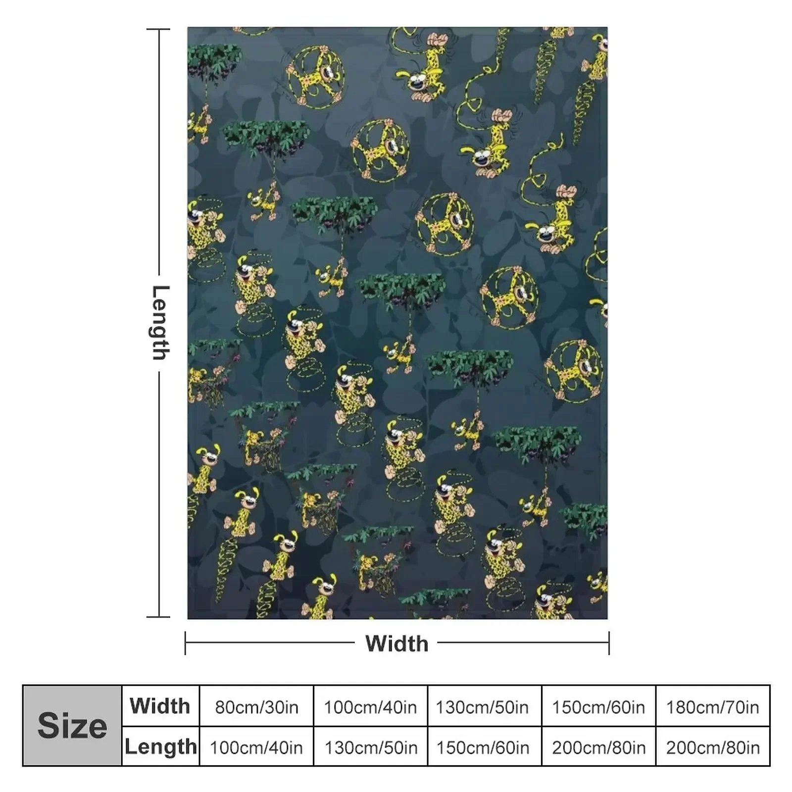 Marsupilami Tuti 2 / Dark grey design / Pattern Throw Blanket Retros Thermals For Travel Large Beach Shaggy Polar Blankets
