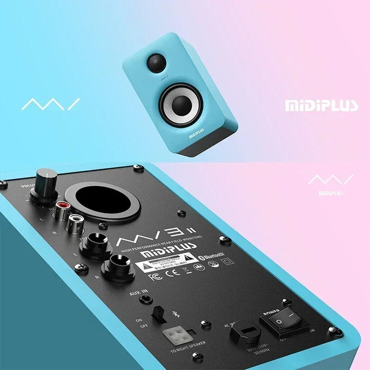 midiplus Audio MI3 II V2  2*25 Watt Active Wireless Bluetooth Speaker with Class D Digital Audio Amplifier for Studio Recording