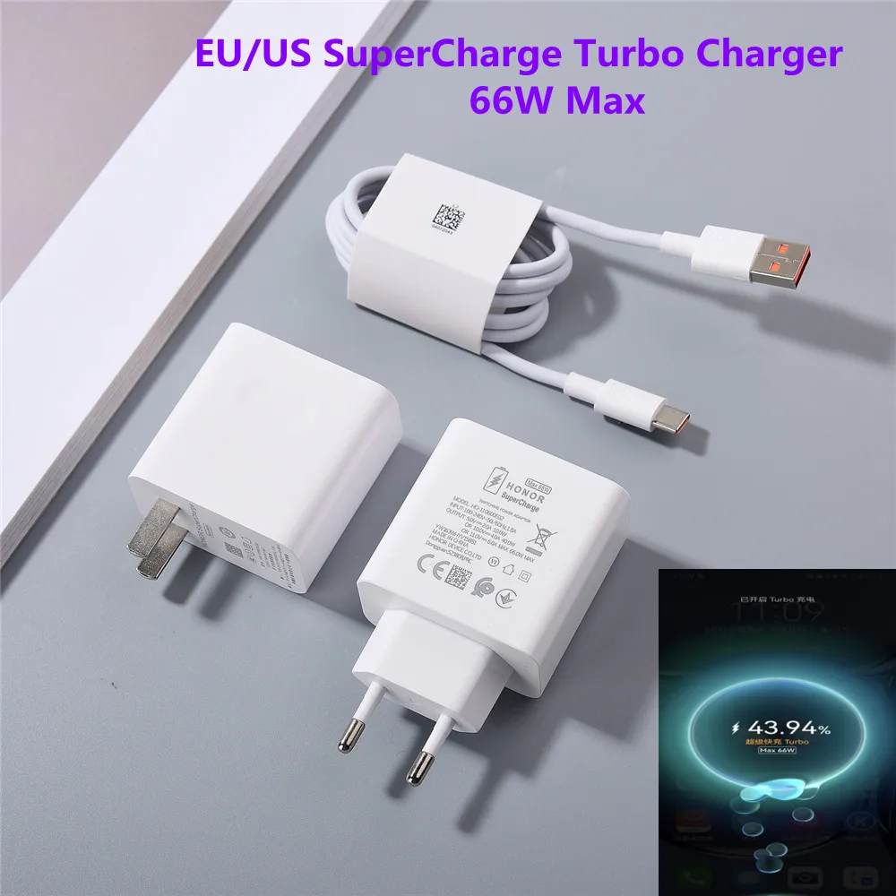 66W EU US SuperCharge Super Fast Charger For Honor 80 70 60 SE 50 Pro Magic 6 5 3 4 1M 1.5M 6A USB-C Type C Quick Charging Cable