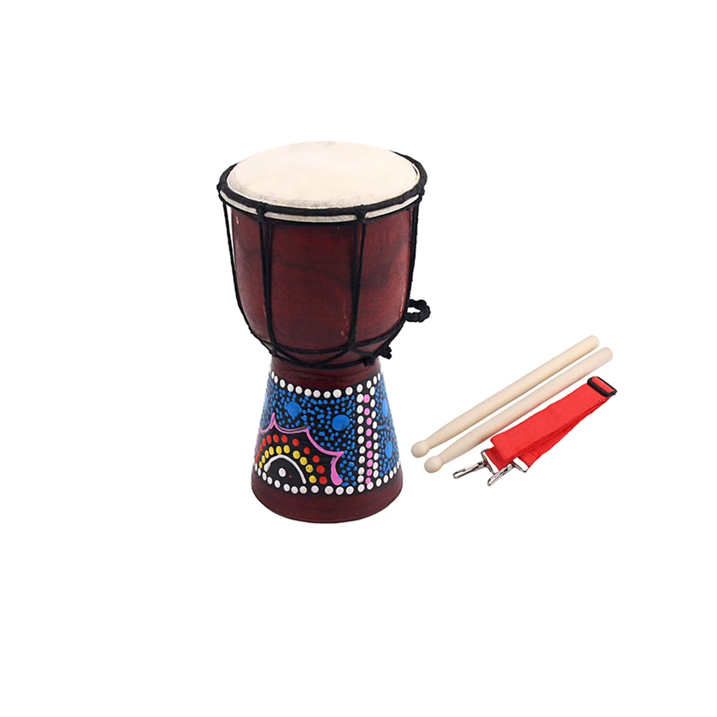 4 Inch Professional African Djembe Drum Wood Goat Skin Good Sound Traditional Musical Instrument