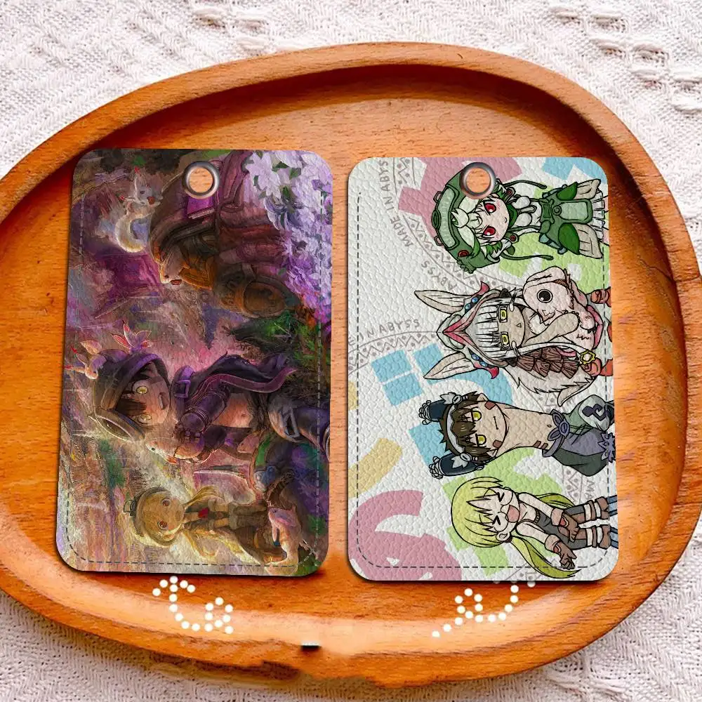 

Anime Made In Abyss 1Pc Access Card Case Leather Card Holder Keychain Key Ring Door Access Tags ID Card Case Keychain
