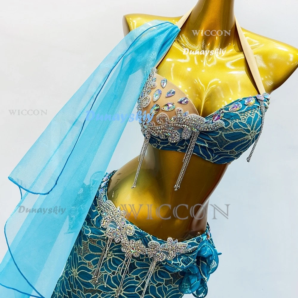 Traje de actuación de danza del vientre para mujer, traje Oriental Sexy de lujo, falda para espectáculo de escenario, nuevo