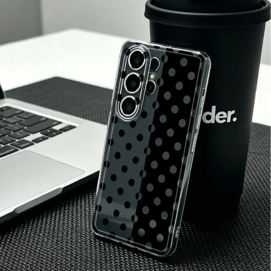 Black And White Polka Dot Print Phone Cover Case for Samsung Galaxy S26 S22 FE Note 20 Ultra 10 S23 Ultra S24 S25 Edge S20 Plus
