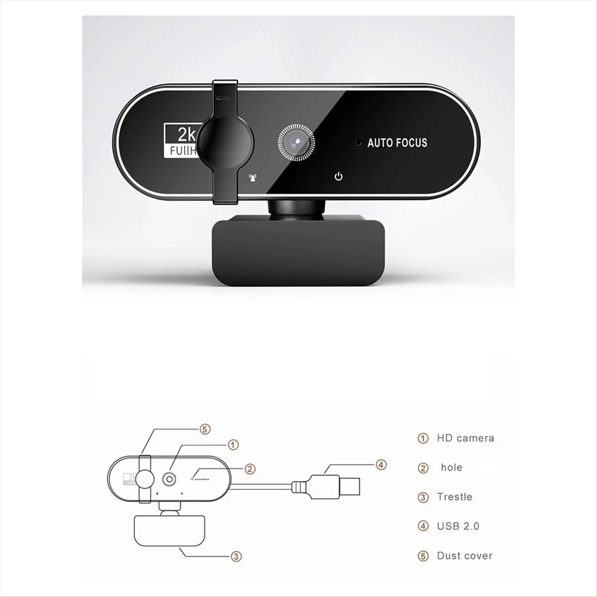 OKgood Webcam Video Camera Autofocus Streaming Web Cam with Microphone Full HD Webcams for PC Computer Laptop 4K