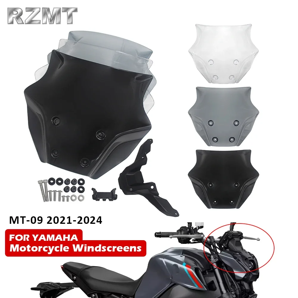 

RENZMOTO For YAMAHA MT-09 2021-2024 Motorcycle Accessories Acrylic Front Windshield Fairing Wind Screen Deflector