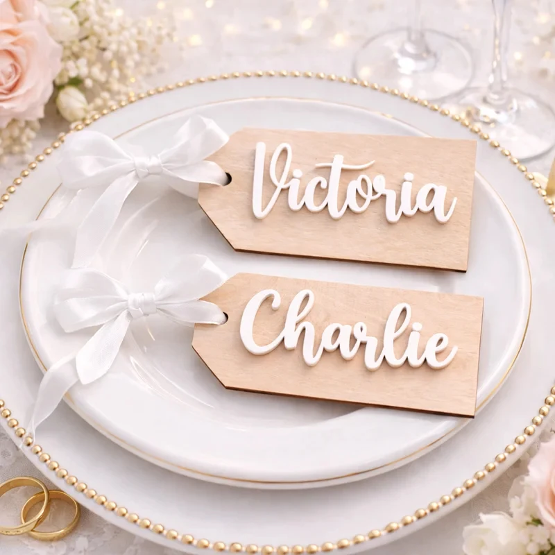

Personalized Gift Tags Custom Name Tags – Wooden & Acrylic Tags for Wedding, Christmas, Party, Holiday Gift Boxes & Decorations