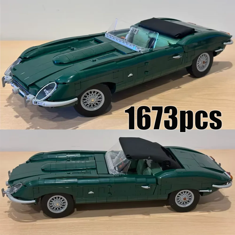 1673 elementy Klasyczny, konwertowalny samochód sportowy, vintage brytyjski roadster, model do eksponowania, klocki konstrukcyjne, prezent na Boże Narodzenie dla dorosłych i chłopców
