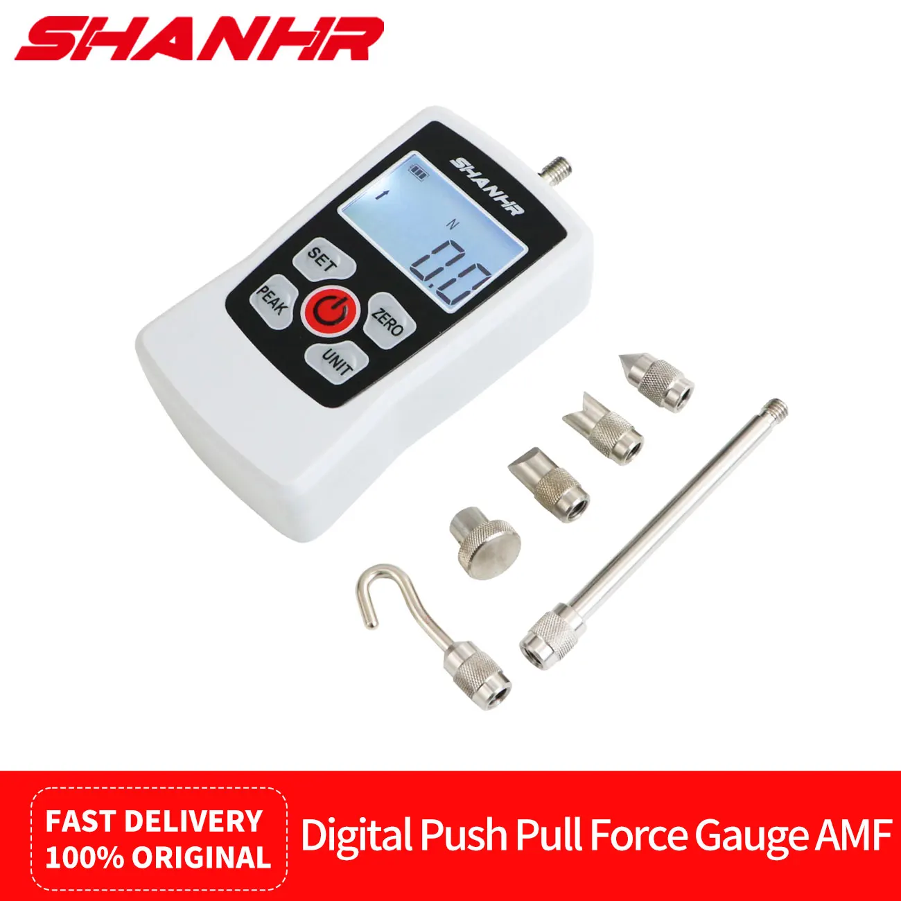 SHANHR Digital Force Gauge Push Pull Force Gauge Dynamometer Tension Gauge Tester Pressure Thrust Meter with Units N/LB/Kg/Oz
