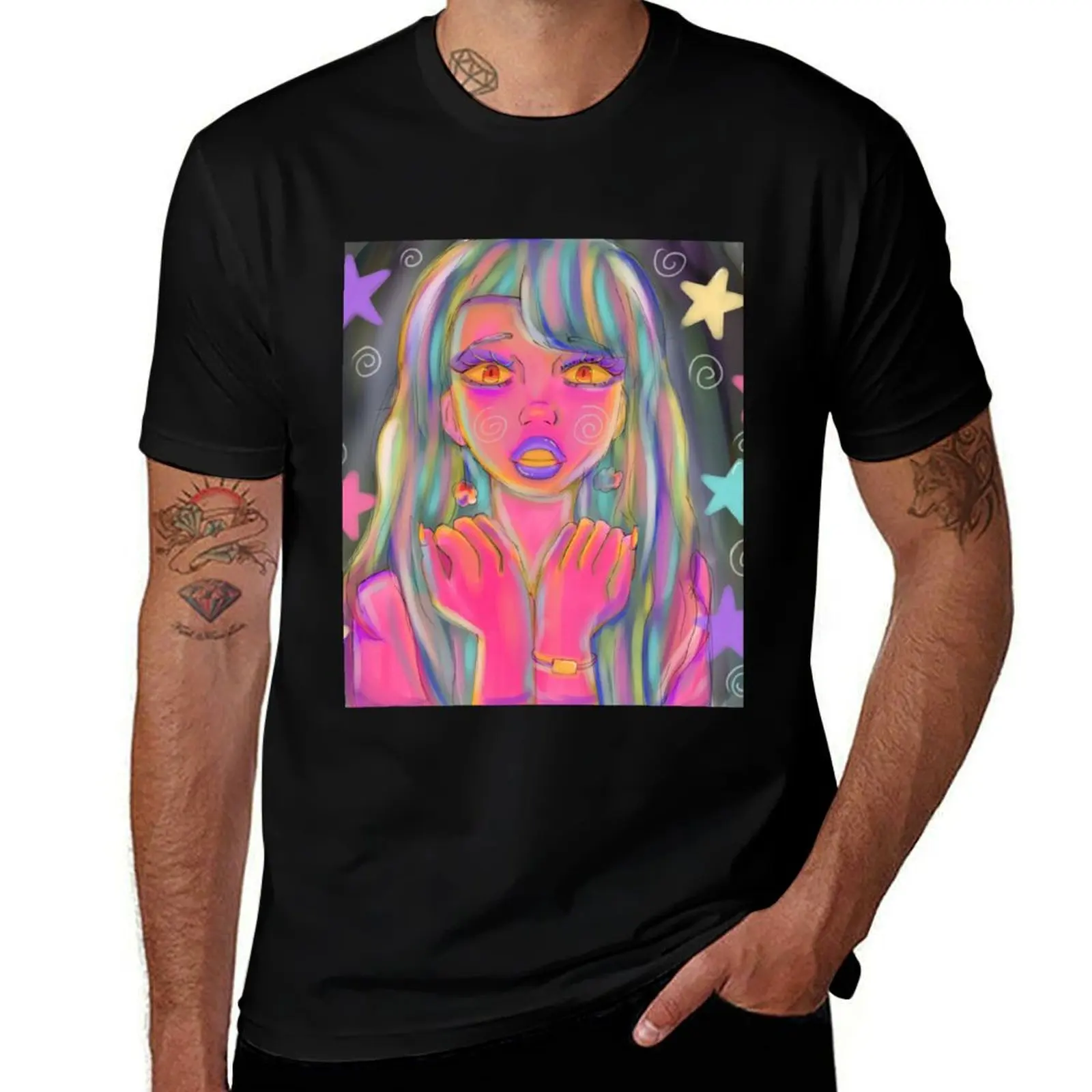 

Rainbow lady surrounded by stars T-Shirt designer shirts customs design your own fashion shirts blue lock oversized t shirt men