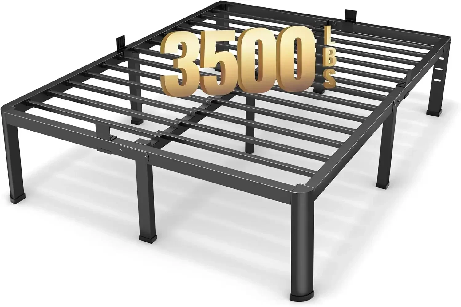 20 Inch Queen Size Metal Platform Bed Frame with Round Corners Storage Space Under High Bed Frame Heavy Duty Steel Slats