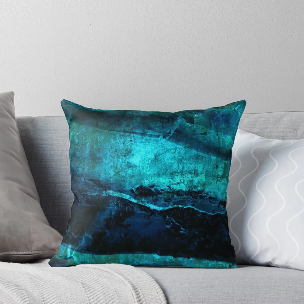 

Beneath - Abstract in navy blue and turquoise Throw Pillow Throw Pillow Cushion Cover For Sofa Pillow Covers Decorative