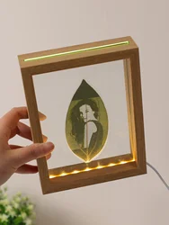 7inch Birthday Gift Leaf Carving Custom Photo Leaf Carving Gift Luminous Photo Frame with Lights Send Girlfriend Private Custom