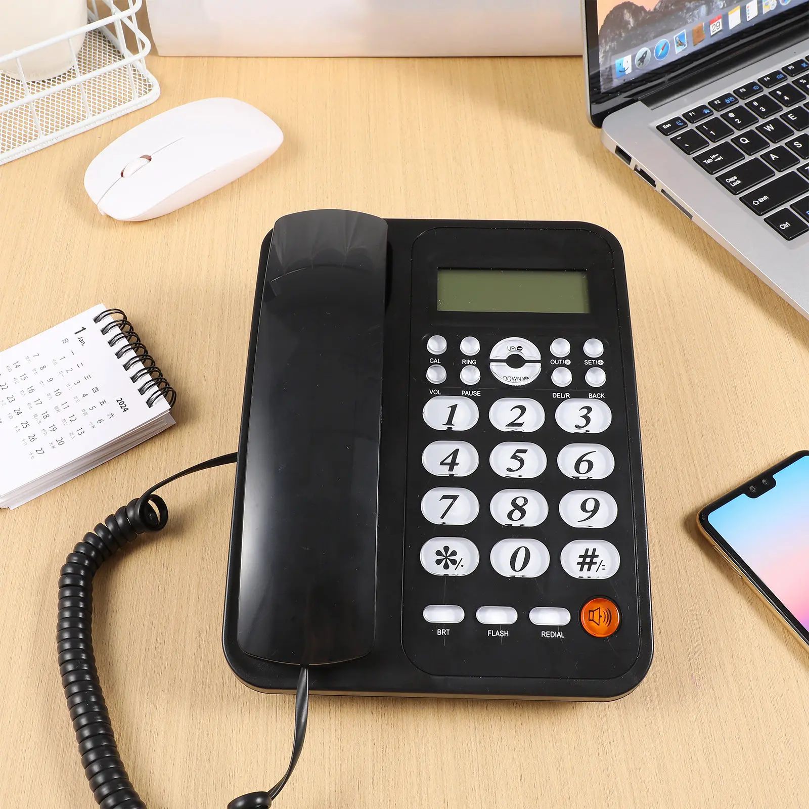 Classic Corded Phone Desktop Telephone Caller Identification Call Reject Forwarding Multiple Functions Office Home Telephone