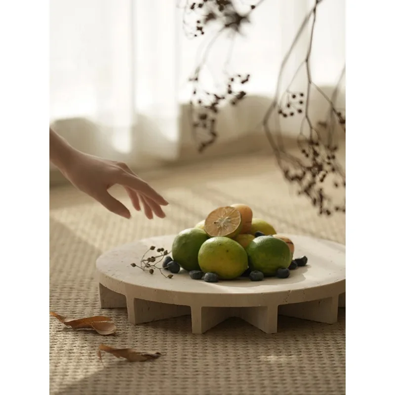 Creative Home Desktop Storage Tray Ornaments Chinese Style Marble Fruit Salad Bread Tray Wedding Party Candy Snack Plate