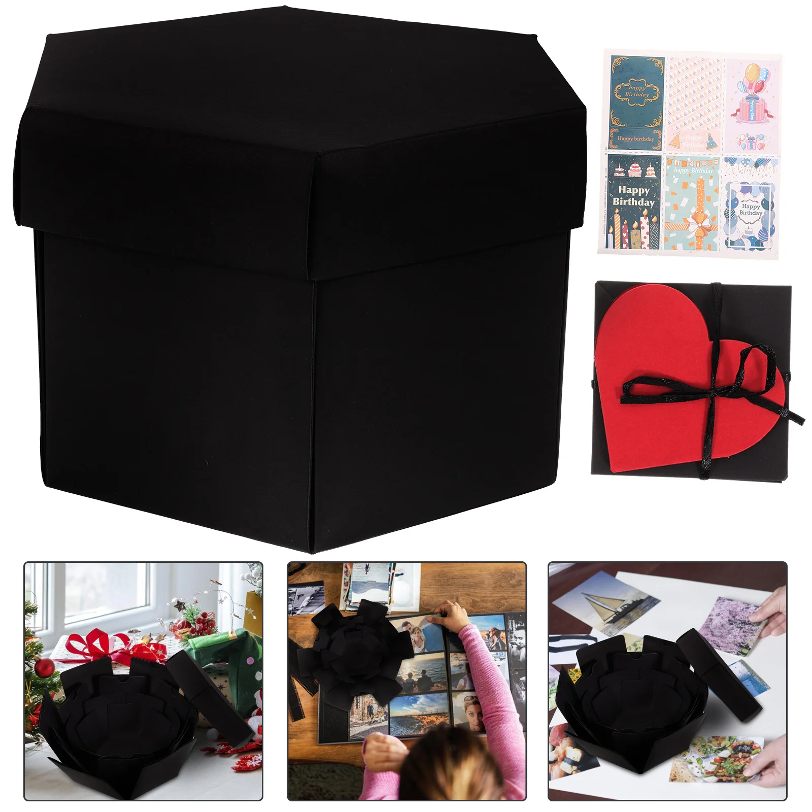 

1Pcs Hexagon Photo Album Box Handmade Storage Gift Creative DIY Photo Storage Case for Memory Travel Christmas