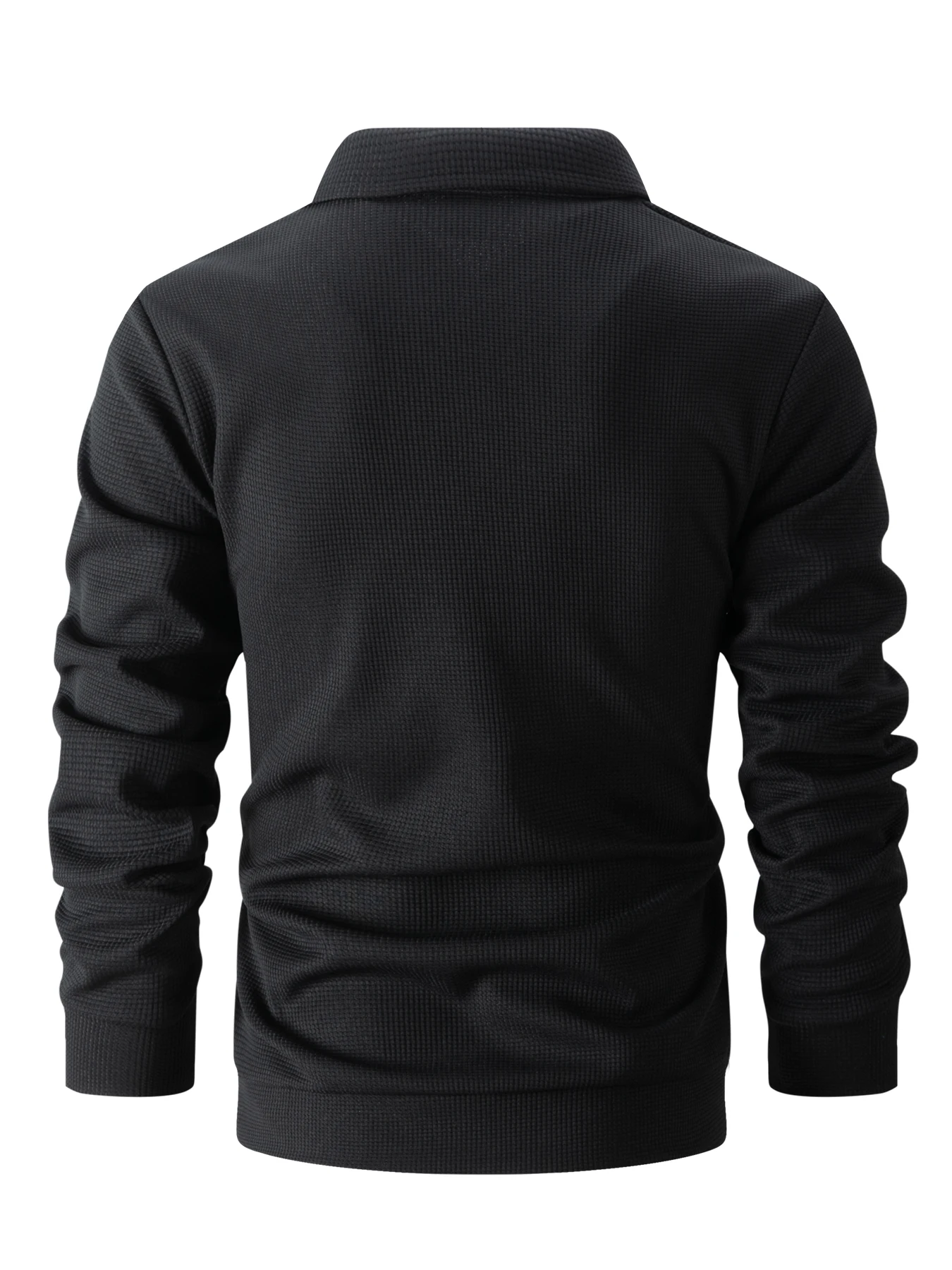Herren-Waffelstrickjacke mit Knöpfen und Reißverschluss – Langer, lässiger Mantel mit Reißverschluss und Reißverschlusstaschen – unverzichtbar für Einkäufe und Verabredungen – Detail 10