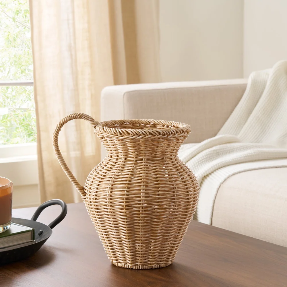 9 inch namaakhout rotan werpervaas decoratief geweven ontwerp woondecoratie gedroogde bloemen plantendisplay entree woonkamer
