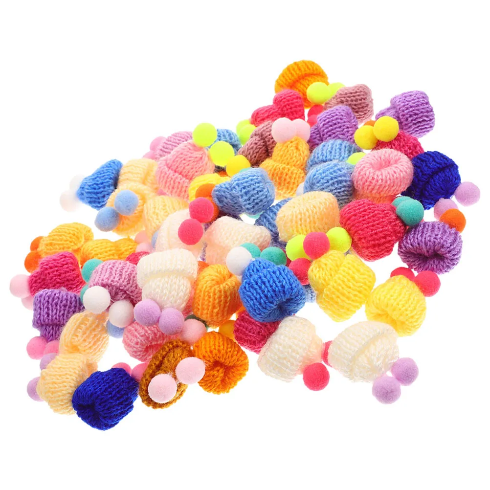 100pcs Mini Hats Woolen Yarn Craft Ornaments Reusable Tiny Kitting Hats Tiny Decorations Snowman Accessories Home Items
