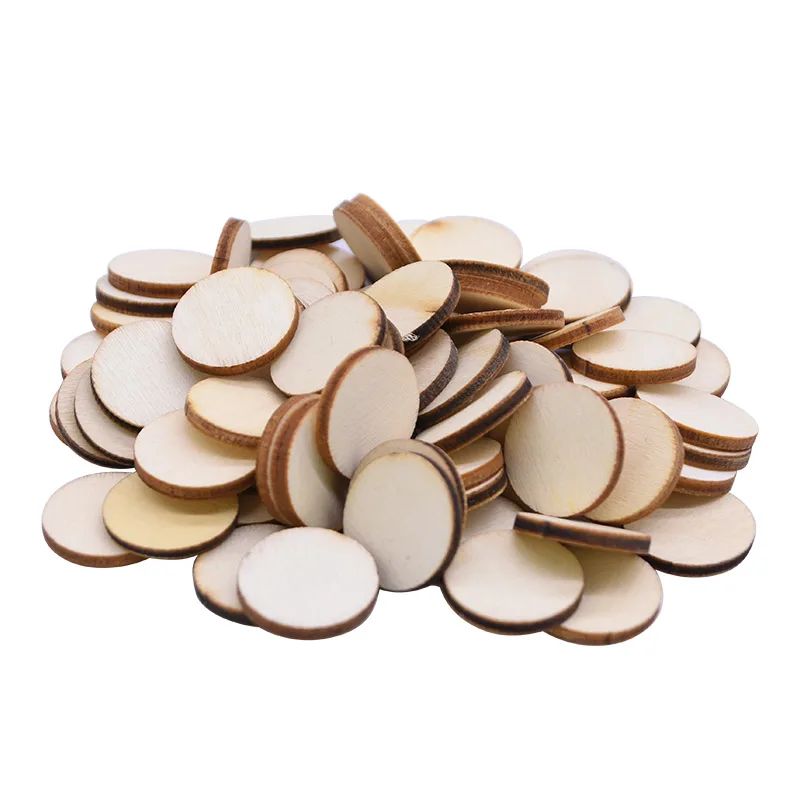 Natural Round Shape Wood Chip Unfinished Wood Cutout Circles Without Hole DIY Handmake Wooden Craft Wedding Home Decor Supplies