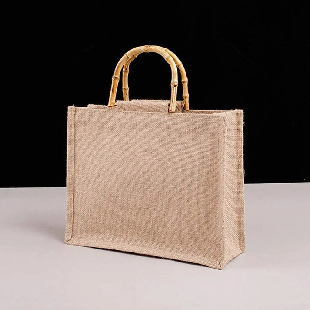 Portable Shopping Bag, Portable Shopping Bag Shopping Bag Bamboo Bag with Ring Handles Tote Light Brown-A