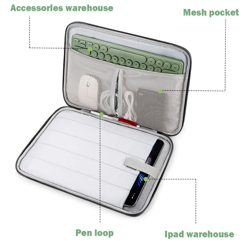 Tablet Sleeve Case 11-13 In Compatible Lightweight Compact Waterproof Shockproof Impact Resistant with Handle for Tablet Charger