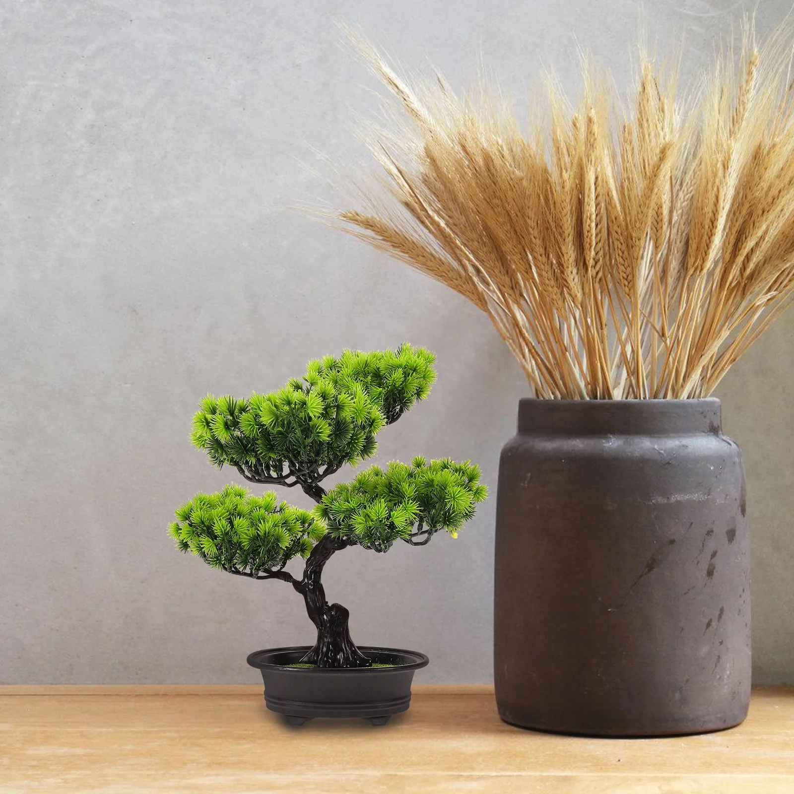 

Vivid Faux Potted Pine Artificial Bonsai Fake Plant Decor For Indoor Home Office Bedroom Desk Decoration Simulation Tree