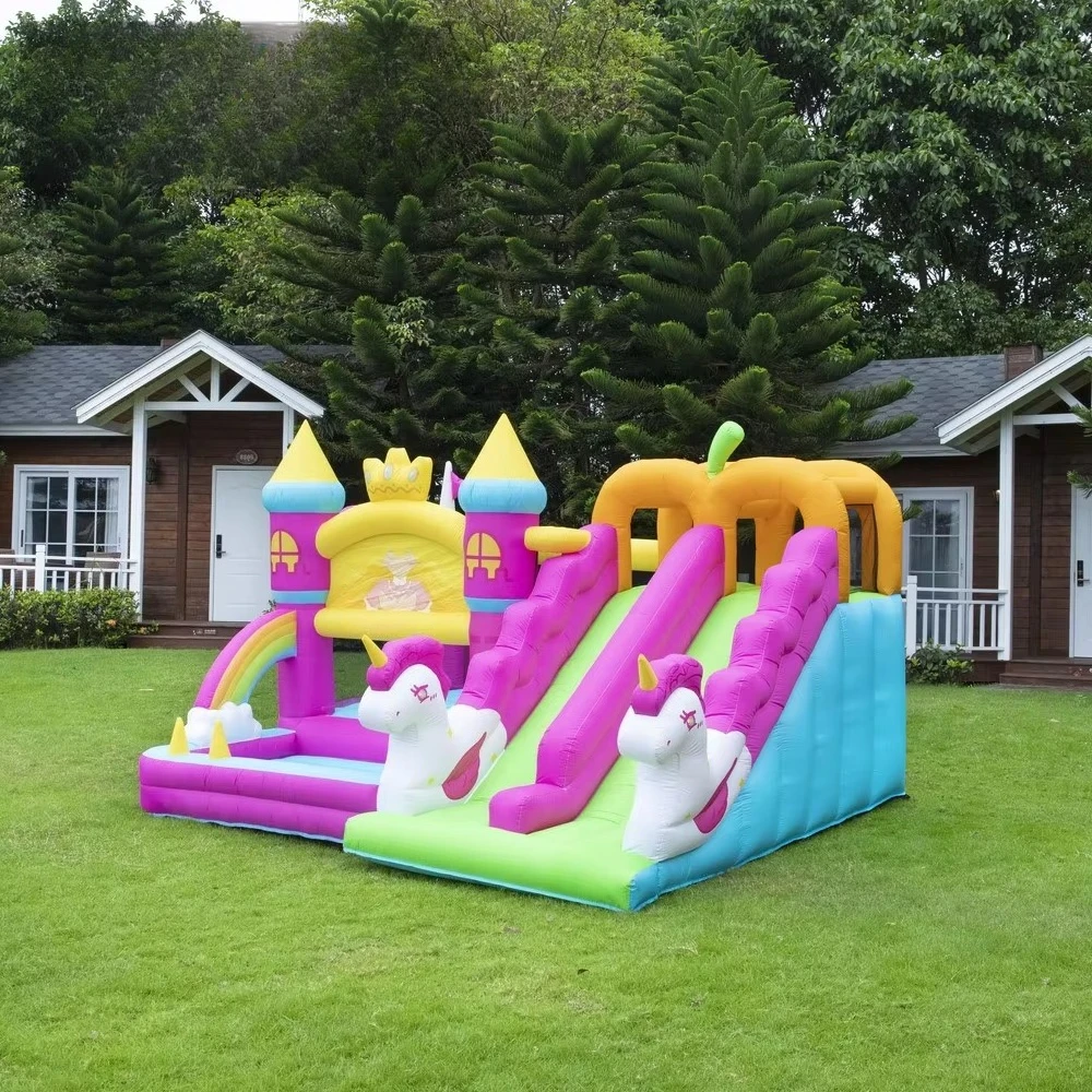 Children's Unicorn Inflatable Bounce House Indoor Outdoor Party Trampoline Castle Durable Safety Game Center Home