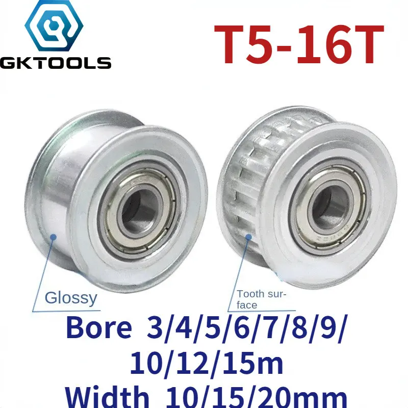 T5 16 Teeth belt tensioner adjustment guide wheel with bearing synchronous wheel idler width 10/15/20mm hole 3/4/5/6/7/8/10/15mm