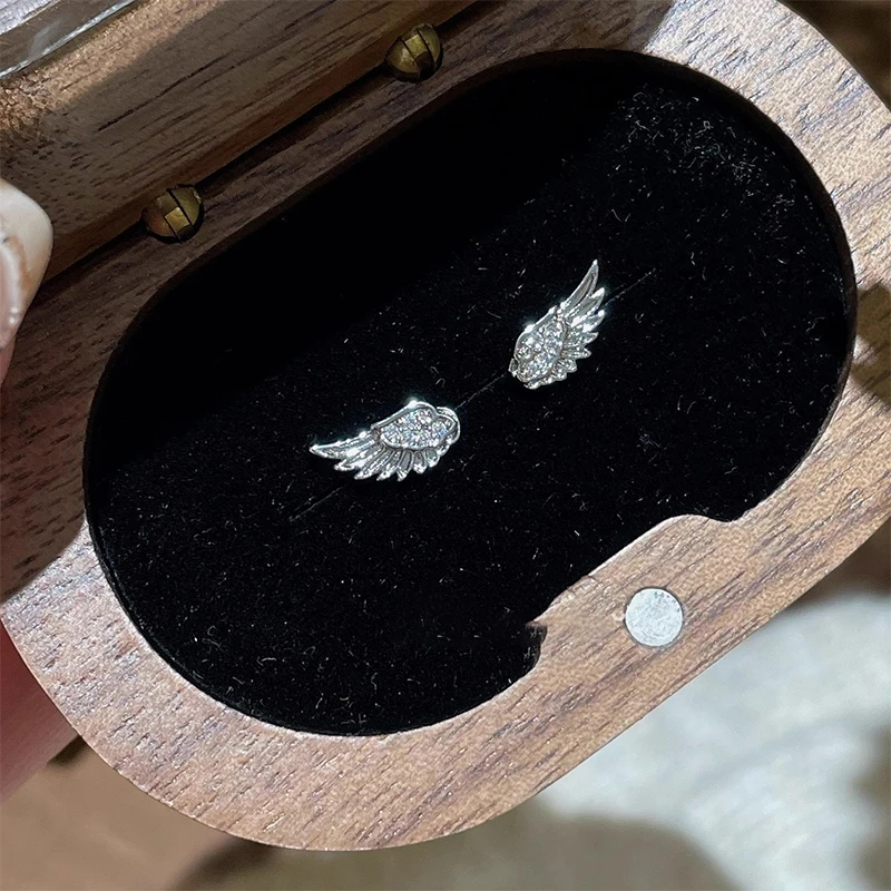Vintage Couple Creative Angel Wings Stud Earring Women Punk Jewelry Birthday Gift