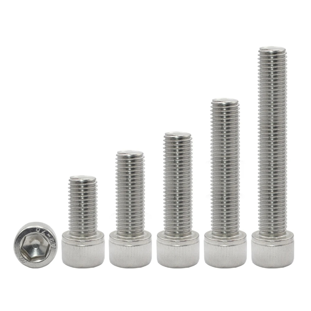 Parafuso de cabeça sextavada m1.6 m2 m2.5 m3 m4 m5 m6 m8 304 parafuso allen de aço inoxidável din912 parafuso sextavado com chave