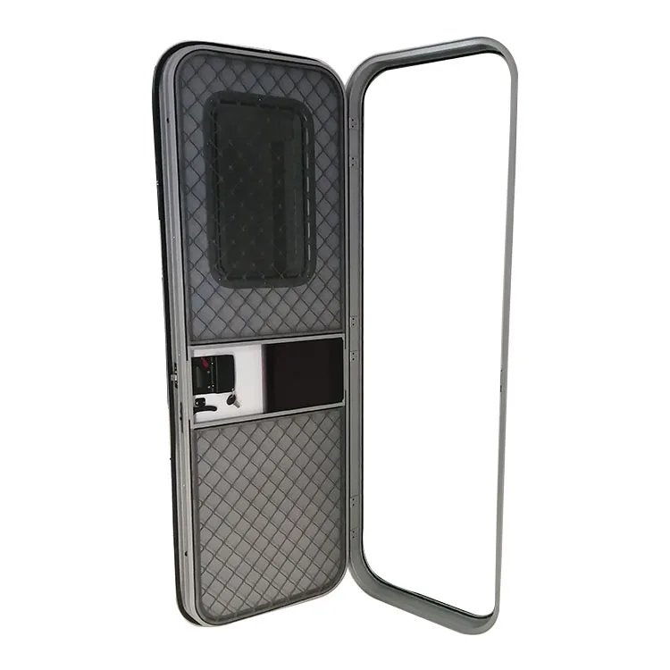 Tongfa Customized Size Aluminum Alloy Frame Single Lock Swipe Card Frosted Tempered Glass RV Caravan Trailer Door