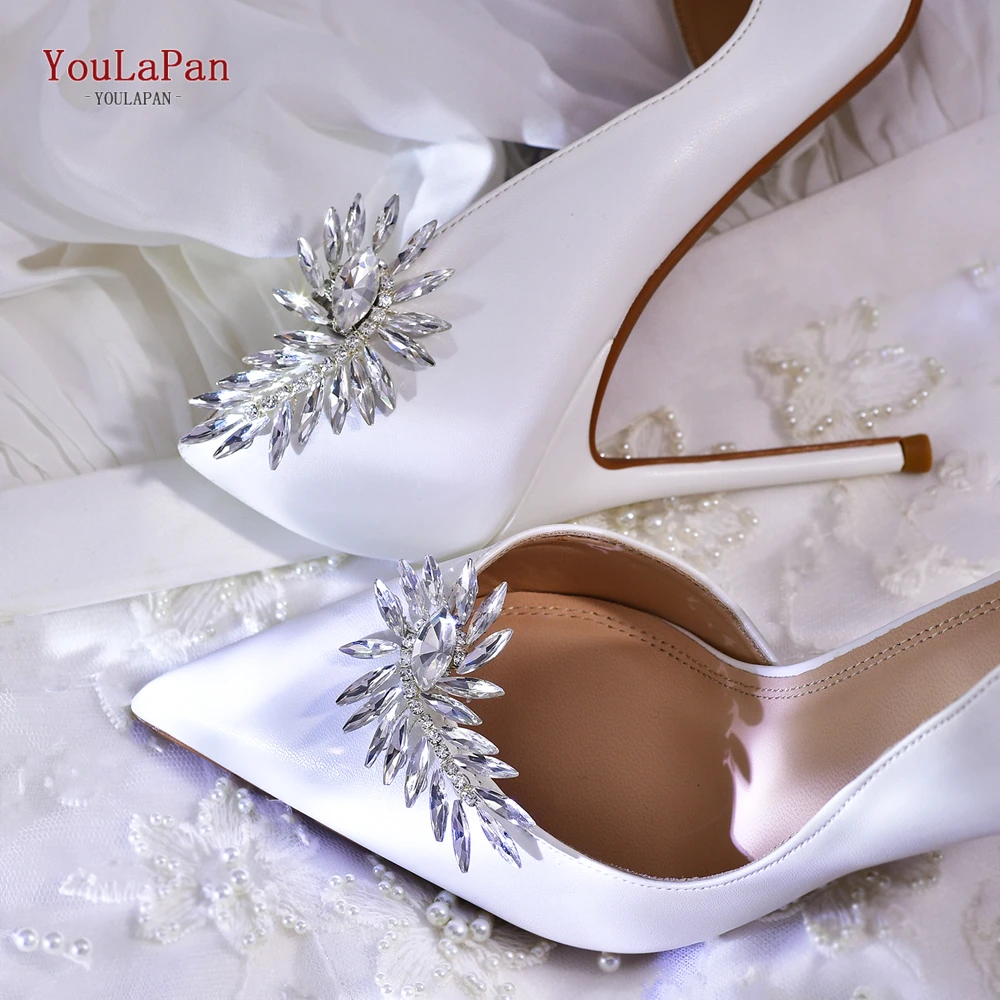 

YouLaPan 2PC Bride Shoe Rhinestone Decorations Clip Accessories High Heel Charm Buckle Removable Wedding Metal Clamp HX57