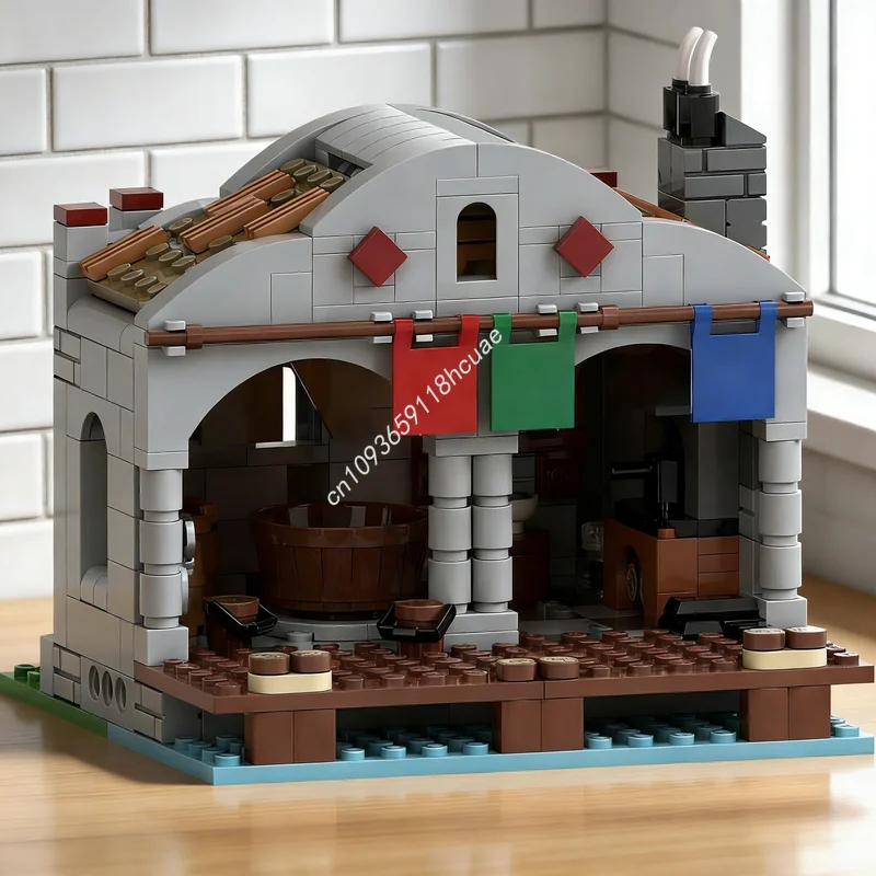 

418pcs MOC Dyeworks Module Seaside Market Castle Model Building Blocks Architecture Toys DIY Christmas Gifts Creative Idea