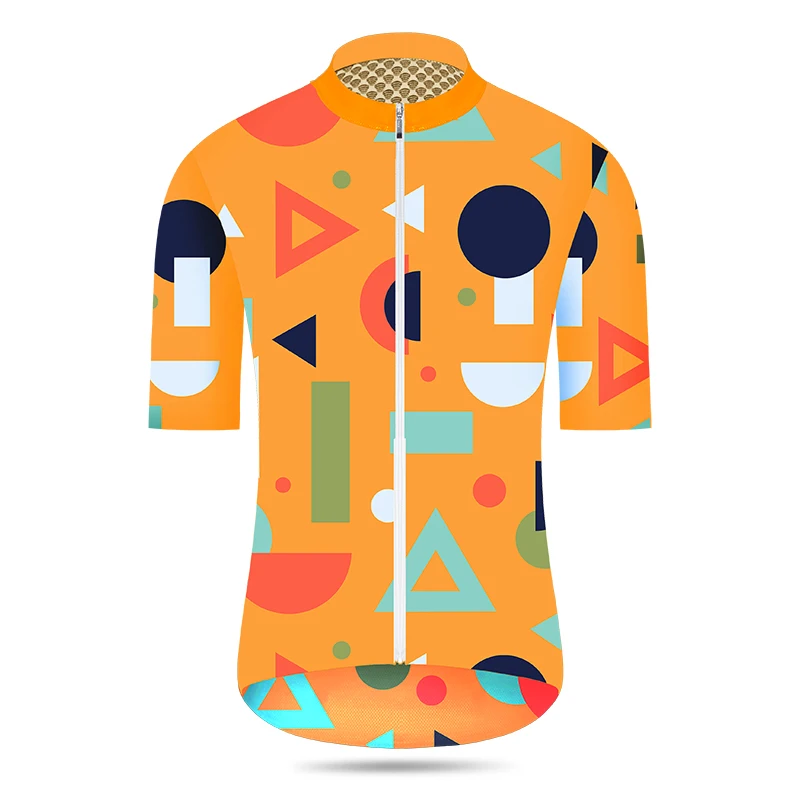 KIAE spring and summer short sleeved cycling clothes for men and women, colorful geometric road bikes, breathable tops for bicyc