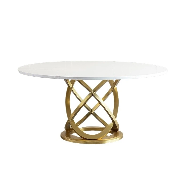 

Light luxury marble round dining table and chairs for 6 people and 8 people for high-end round tables