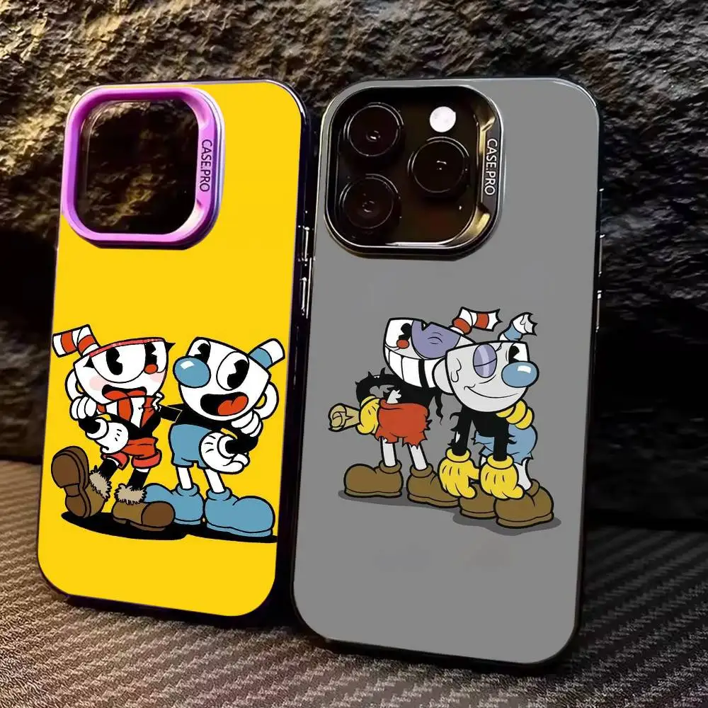 

Game C-Cup H-Head Phone Case For iPhone17,16,15,14,13,12,11 Plus,Pro Max Colored Silver Plated Inside Cover