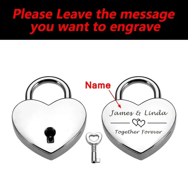 Custom Heart Lock With Key Romantic Anniversary Gift for Couple Boyfriend Girlfriend Personalized Love Padlock Honeymoon Gifts