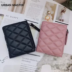 URBAN MASTER – porte-monnaie en cuir véritable pour femmes, portefeuille court avec motif losange brodé en peau De mouton