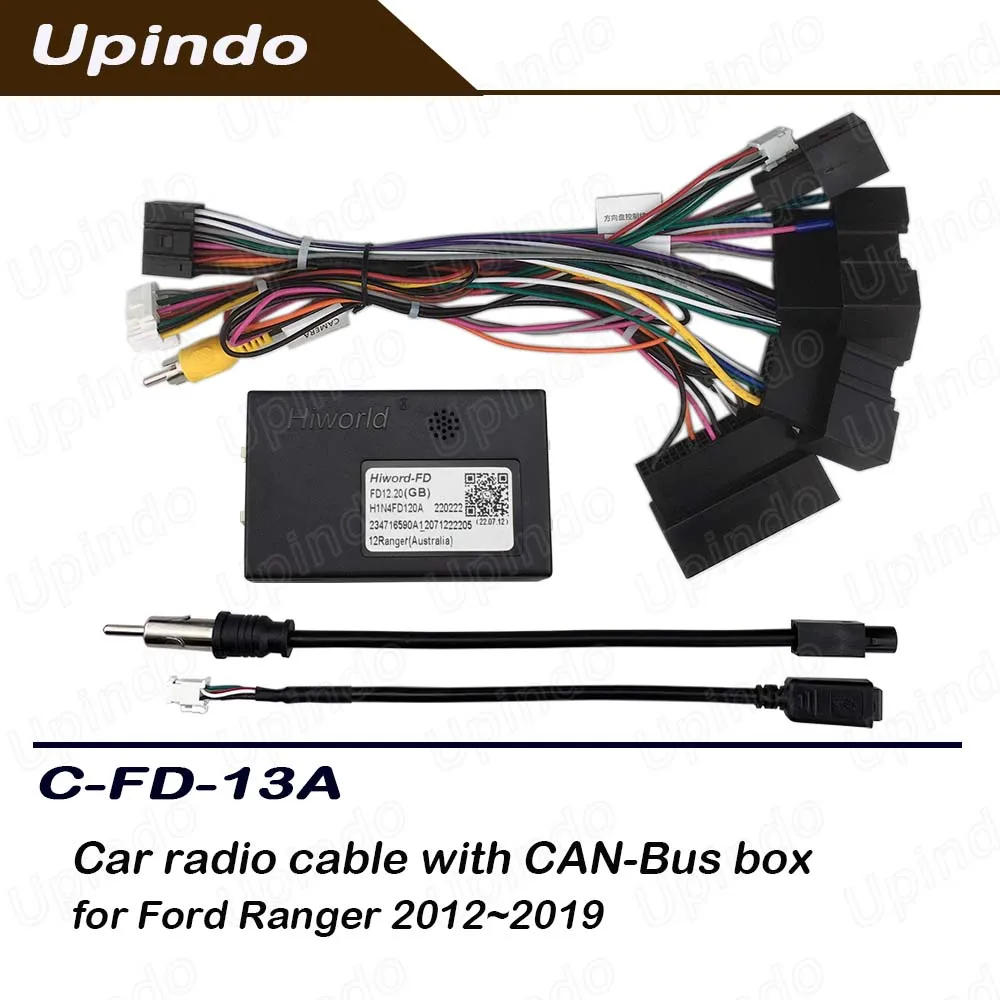 16Pin Android Radio Wiring Harness with CAN Bus Adapter for Ford Ranger Car Stereo Head Unit Power Cable Connector Installation